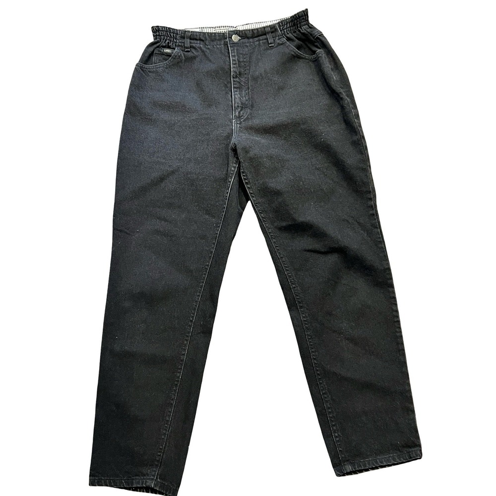 Vintage 90s Black Lee Denim Jeans Women's Stretch Made in USA Size 14